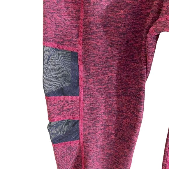 Beyond Yoga Maroon Space Dye Leggings w Mesh Panel Women's Size Small Mid Rise - Picture 3 of 7